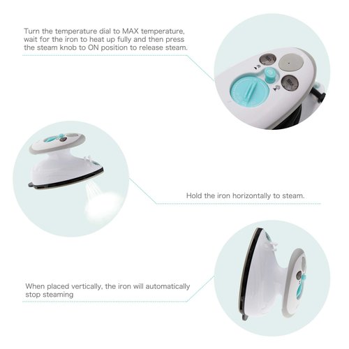 IIMII Mini Travel Steam Iron, Dual Voltage 420W Power, Fast Heat Up, Powerful Steam, Non-Stick Soleplate and Compact Design, Best Travel Quilting Sewing Iron