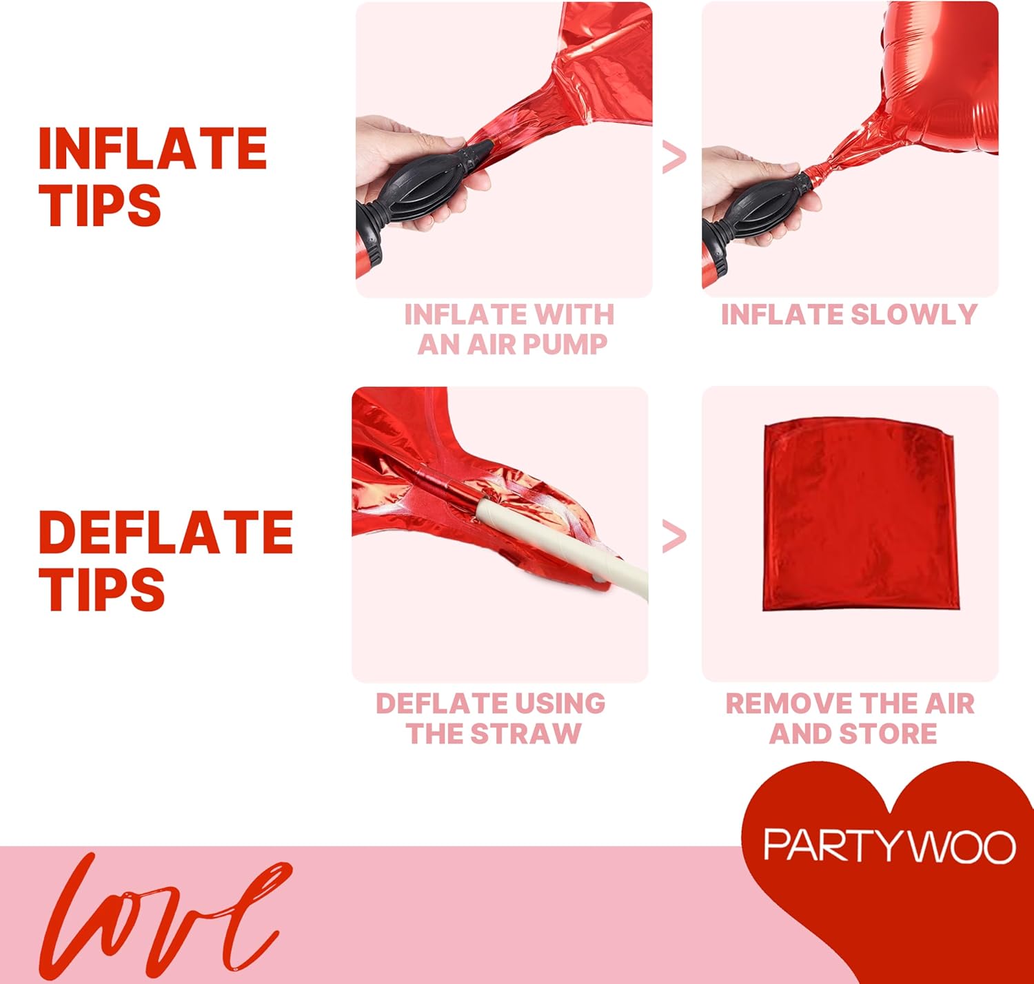 PartyWoo Valentine's Balloons - 15pcs Foil Bear & Red Heart Balloons | 24" & 18" for Romantic Celebrations