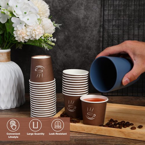 Gerrii 1000 Pcs Small Coffee Cups Paper Espresso Cups Disposable Mini Hot Cups Hot Cold Drinking Cups for Travel, Party, Tea, Bathroom, Picnic, Events, Brown (4 oz)