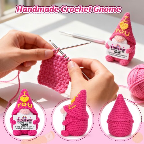 XgiftCreat Gifts for Her Girlfriend Anniversary - Easter Basket Stuffers Essentials Cute Crochet Gnome Gift for Wife Women Boyfriend Husband Him Men Couple Birthday Wedding Romantic Long Distance Gift