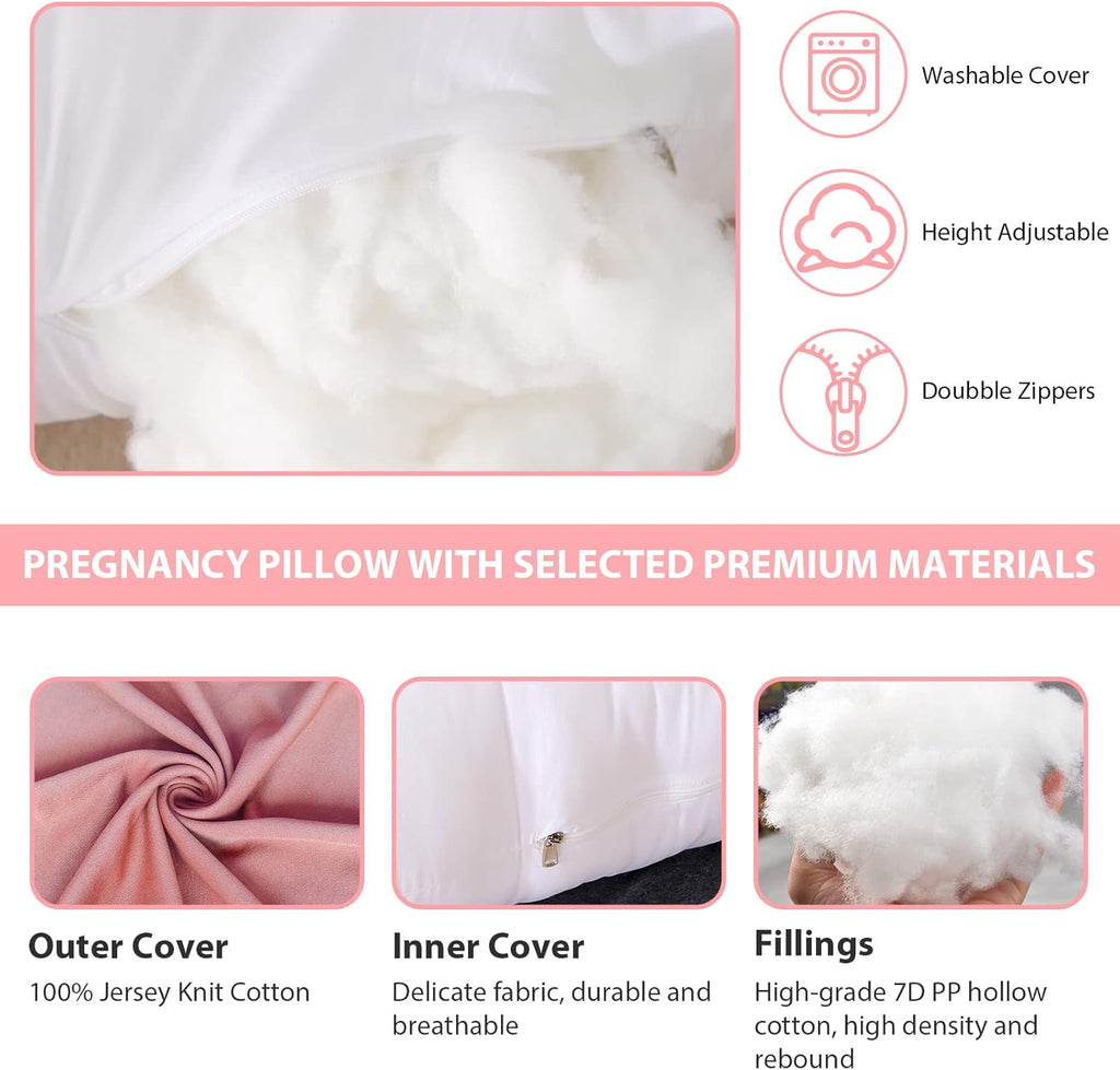 Victostar U-Shaped Pregnancy Pillow - 57 Inches Full Body Support for Back, Hips, Legs & Belly