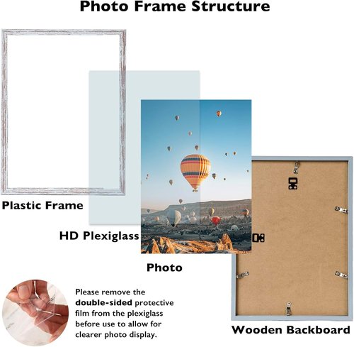 JCJMY Picture Frame - 10x14 Inch Rustic White Design for Horizontal & Vertical Wall Display