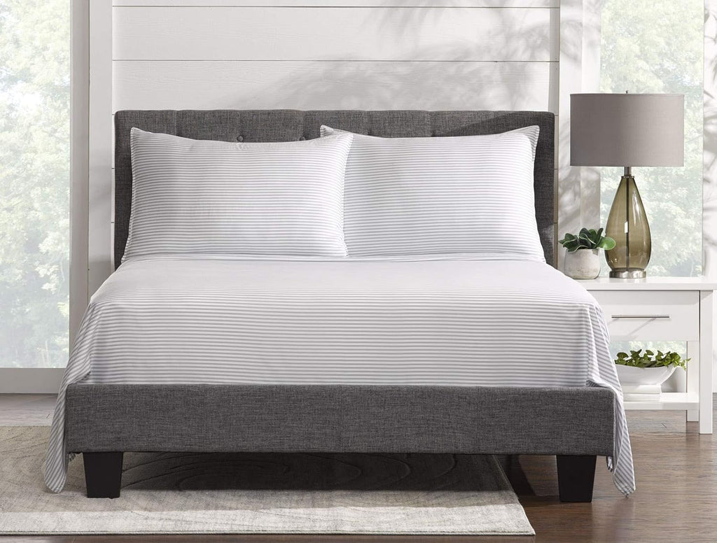 Pure Bamboo Split King Sheets - 100% Organic Viscose Bed Sheet Set, Soft & Cooling, 2 Fitted Sheets (Stripes)