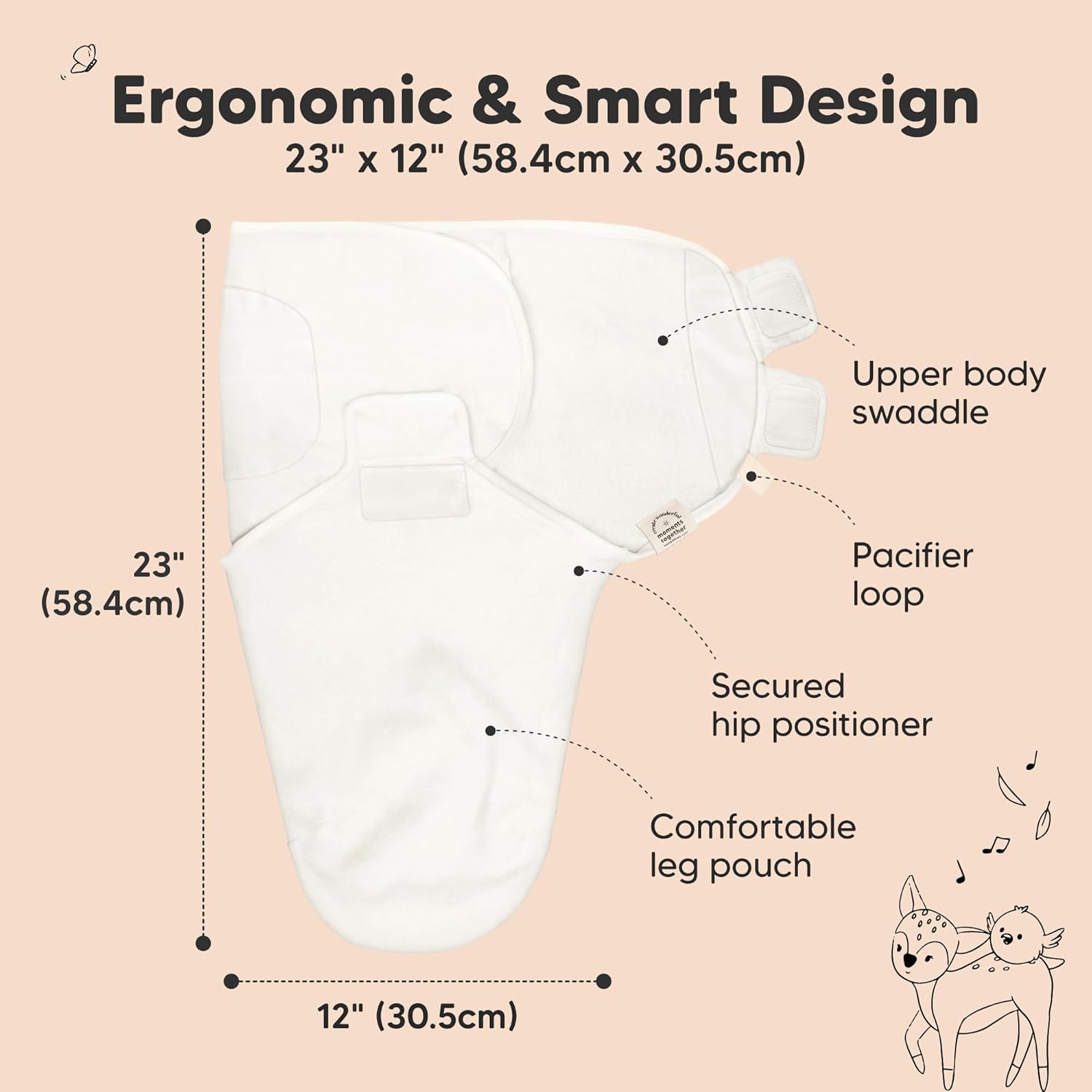 Skiennix Organic Baby Swaddle Sleep Sacks - Soft & Snug Newborn Swaddles for Infants 0-3 Months | Soft White, OS