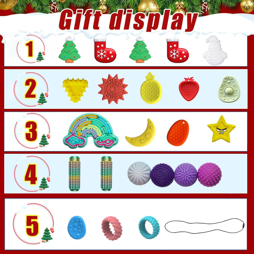 Advent Calendar Fidget Toys - Sensory Stone Set for Kids | 24-Day Countdown Christmas Gift