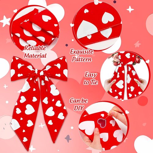FYSUIMU Valentine's Day Wreath Sash - Red & White Heart Garland for Indoor/Outdoor Decor | 2 Pcs