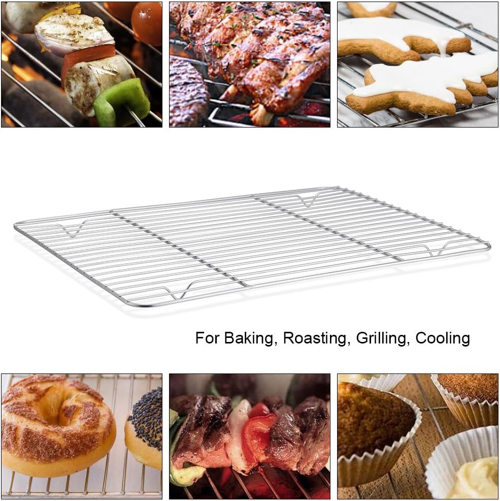 P&P CHEF Stainless Steel Cooling Baking Rack - Set of 2, Easy to Clean, 8.6" x 6.2", Silver