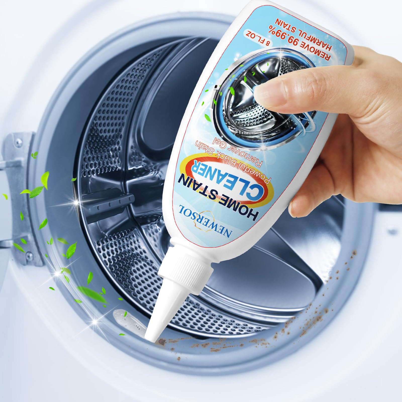 NEWERSOL Black Stain Remover Gel Washing Machine Cleaner Front Loader Grout Cleaner Home Stain Removal Gel for Washer Kitchen Sink Showers Bathroom and Floor Tile 8Fl Oz
