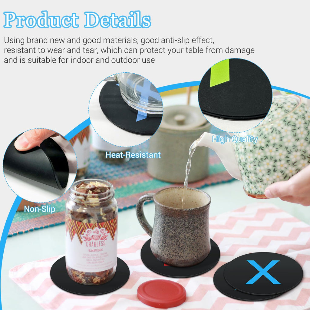 ABYX Silicone Gaming Coasters Set of 4 – A B X Y Game Controller Button Drink Coasters, Game Room Décor, Gifts for Gamers Men Boyfriend Dad – Black