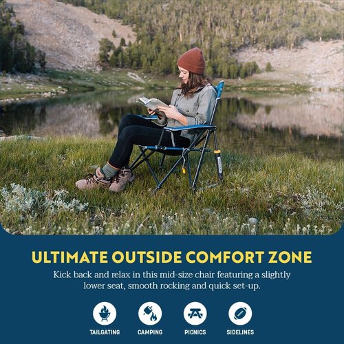 GCI Outdoor Kickback Rocker - Portable Outdoor Rocking Chair with Beverage Holder | Comfortable Design