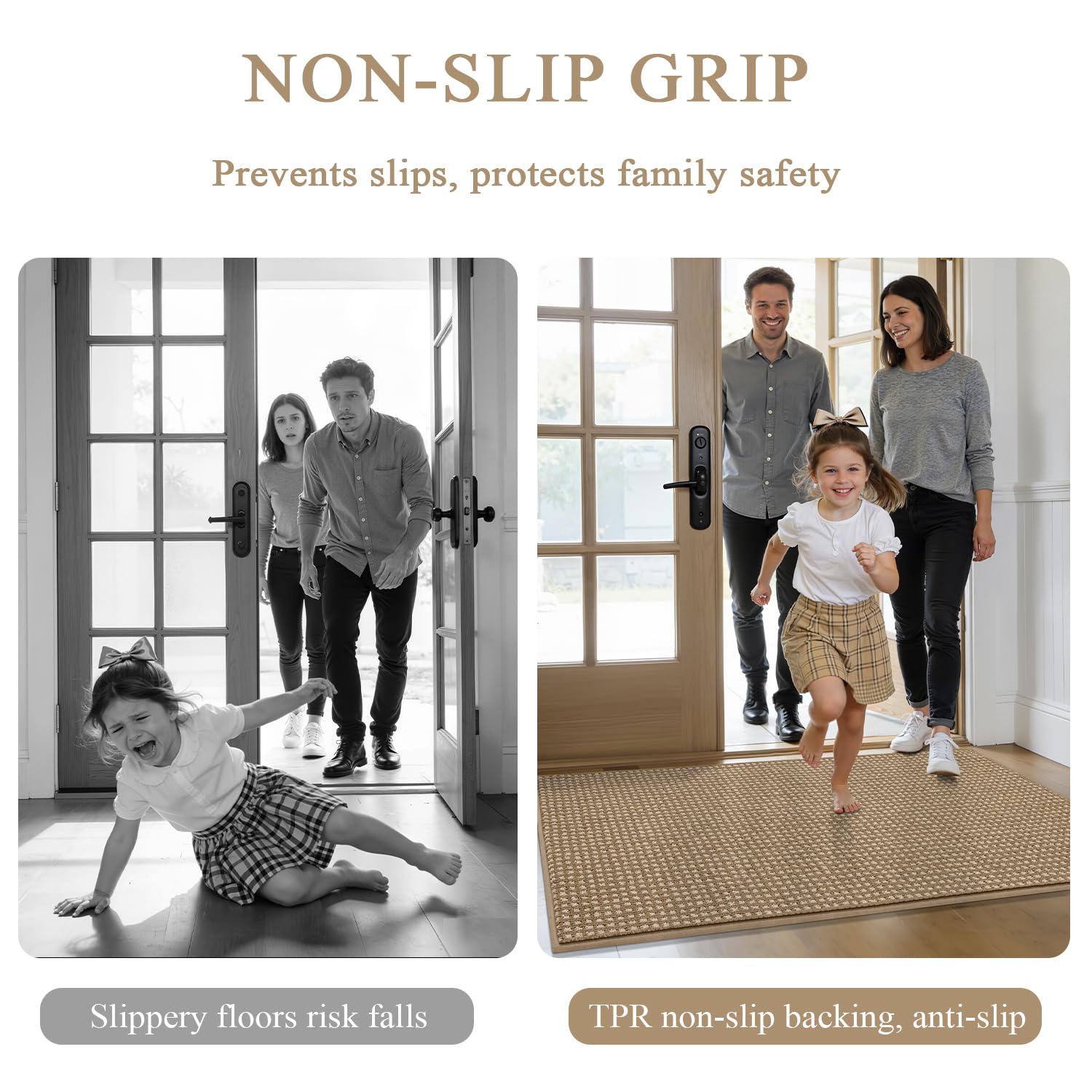 hicorfe Kitchen Runner Rugs,Non Slip Kitchen Mats for Floor-Thick Stain Resistant Kitchen Floor Mat Runner Carpet for Hallways Entryway Laundry Room Washable(48"x32",Brown)
