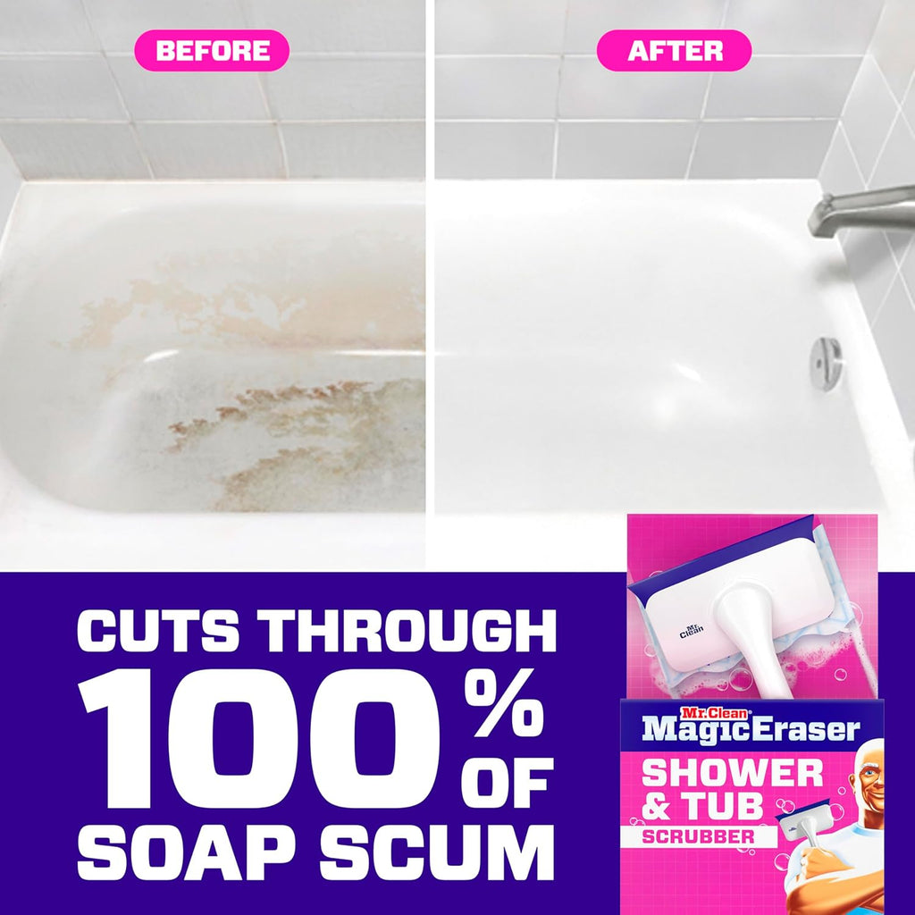 Mr. Clean Magic Eraser - All-in-One Bathroom Cleaner Kit | 1 Scrubber & 2 Foaming Erasers, Lemon Scent
