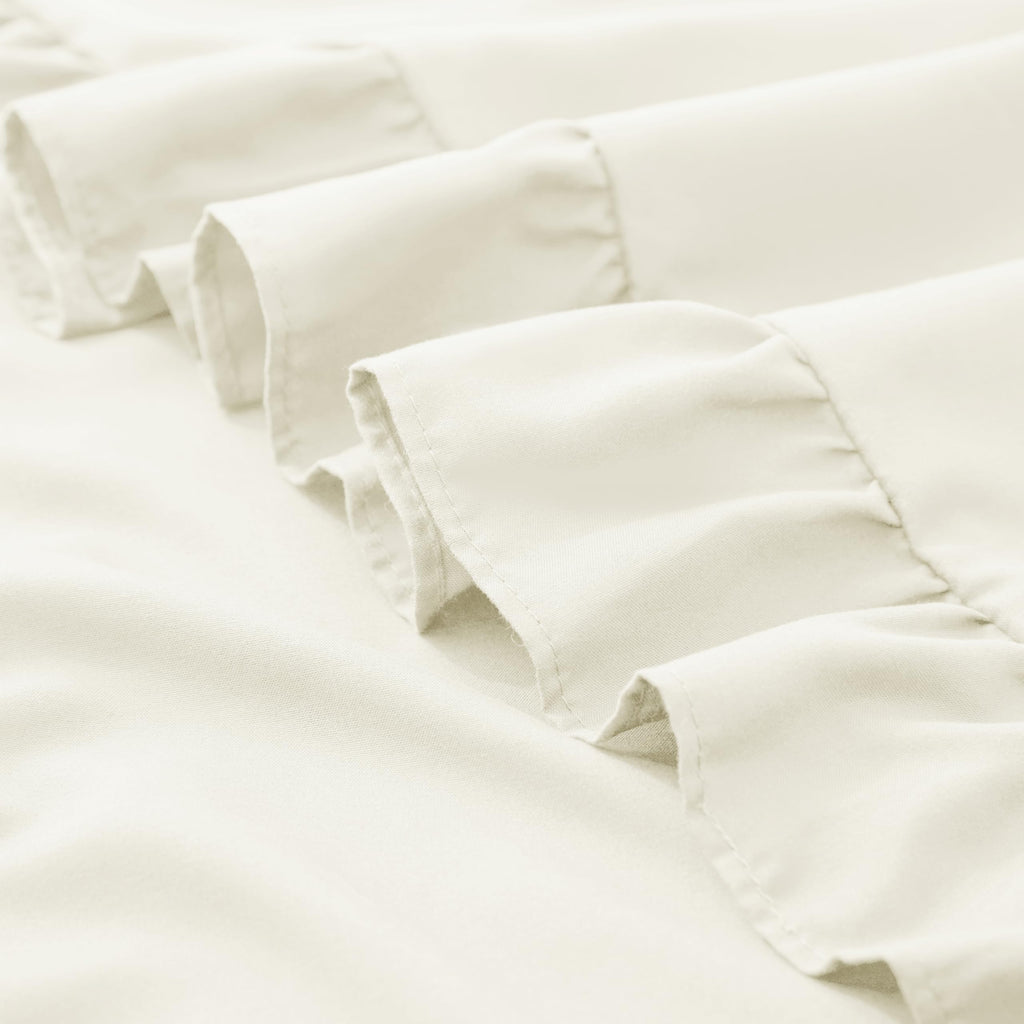 KKJIAF Ruffle Pillow Cases Standard Size Set of 2, Ruffled Pillow Covers with Envelope Closure, Wrinkle Resistant Ruffled Pillow Shams 20" x 26", Beige