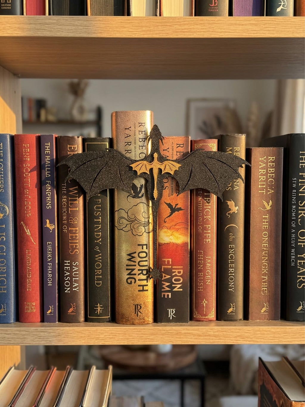 TwoDays Dragon Wing Inspired Bookshelf Display Decor - Romantasy Romance Merch, Fantasy Book Accessories Merchandise, Gifts for Bookish Book Lovers Library (8.5'' x 6.8'')
