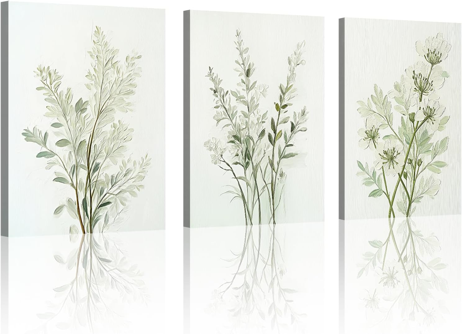 Skiennix Boho Floral Canvas Wall Art Prints - Modern Botanical Decor for Home & Office | 12"x16" Wrapped Frame