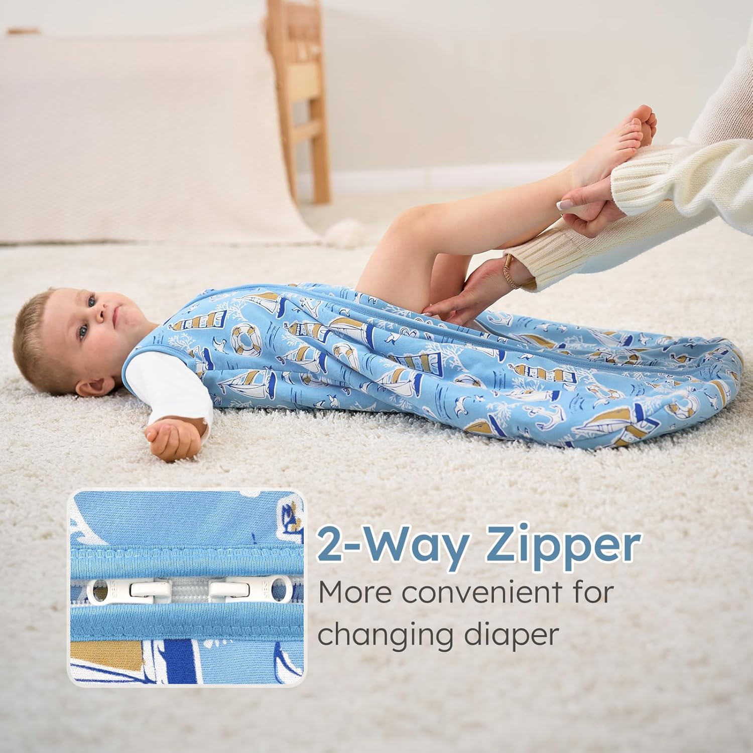 Yoofoss Baby Sleep Sack | 1.5 Tog Organic Cotton Wearable Blanket for Infants 0-6 Months - Warm & Comfy