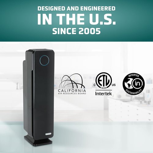 GermGuardian Air Purifier - HEPA Filter for Wildfire Smoke & Pet Dander | Large Rooms Up to 870 Sq. Ft., Black