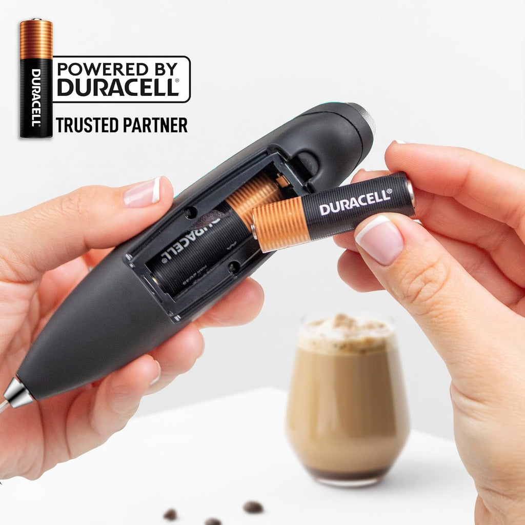 Zulay Kitchen Double Whisk Milk Frother - Powerful Handheld Foam Maker for Coffee, Lattes & More - Includes 2 Duracell Batteries