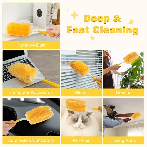 360° Heavy Duty Duster Refills for Swiffer Duster,30 Pack & 1Handle 4X Faster Electrostatic Deep Duster Kit for Cleaning, Pet Hair, Blinds & Car Vents,Lasts 2+ Months, Eco-Friendly & Gift-Ready