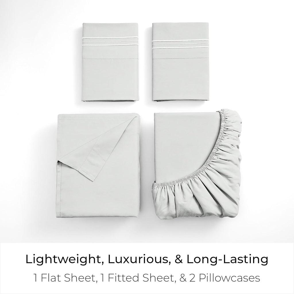 Mellanni King Sheets Set - 4 PC Hotel Luxury Bedding | Extra Soft, Cooling, Wrinkle-Resistant (Ivory)