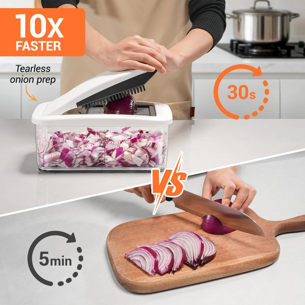 Sopito Vegetable Chopper - Multifunctional Mandoline Slicer with 6 Blades & Container for Easy Food Prep