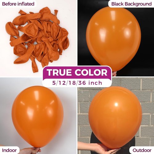 Bezente Burnt Orange Balloons - 100 Pack 12-Inch Round Latex Balloons for Autumn Wedding & Party Decor