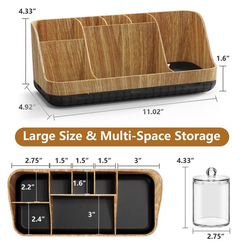 GFWARE Bathroom Toothbrush Holder Set with 2 Pack Qtip Holder Dispenser - 7 Slots Kids Bathroom Accessory Sets with Drainage, Q Tip Holder for Bathroom Sink Counter Accessories Set