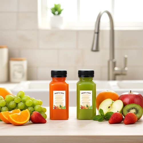 BAKHUK 36pcs 6oz Empty Plastic Juice Bottles with Caps, Reusable Clear Bulk Beverage Containers for Juice, Milk and Other Beverages