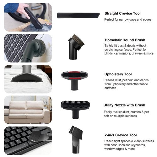 Alrens 7PCS Vacuum Attachments & Brushes for Miele Vacuums - Hardwood Floor Brush Attachment with Wheels for Low-Pile Carpets and All Smooth Floors, Compatible with C1 C2 C3, S2 S4 S5 S6 S8 Series