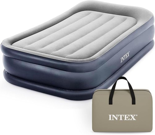 Intex Dura-Beam Plus Deluxe Pillow Bed - Twin Size with Built-in Electric Pump - 16.5in Height, 300lb Capacity