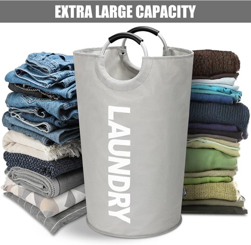 DOKEHOM X-Large Collapsible Laundry Basket - 125L Capacity, Fabric Design in Grey | 7 Color Options