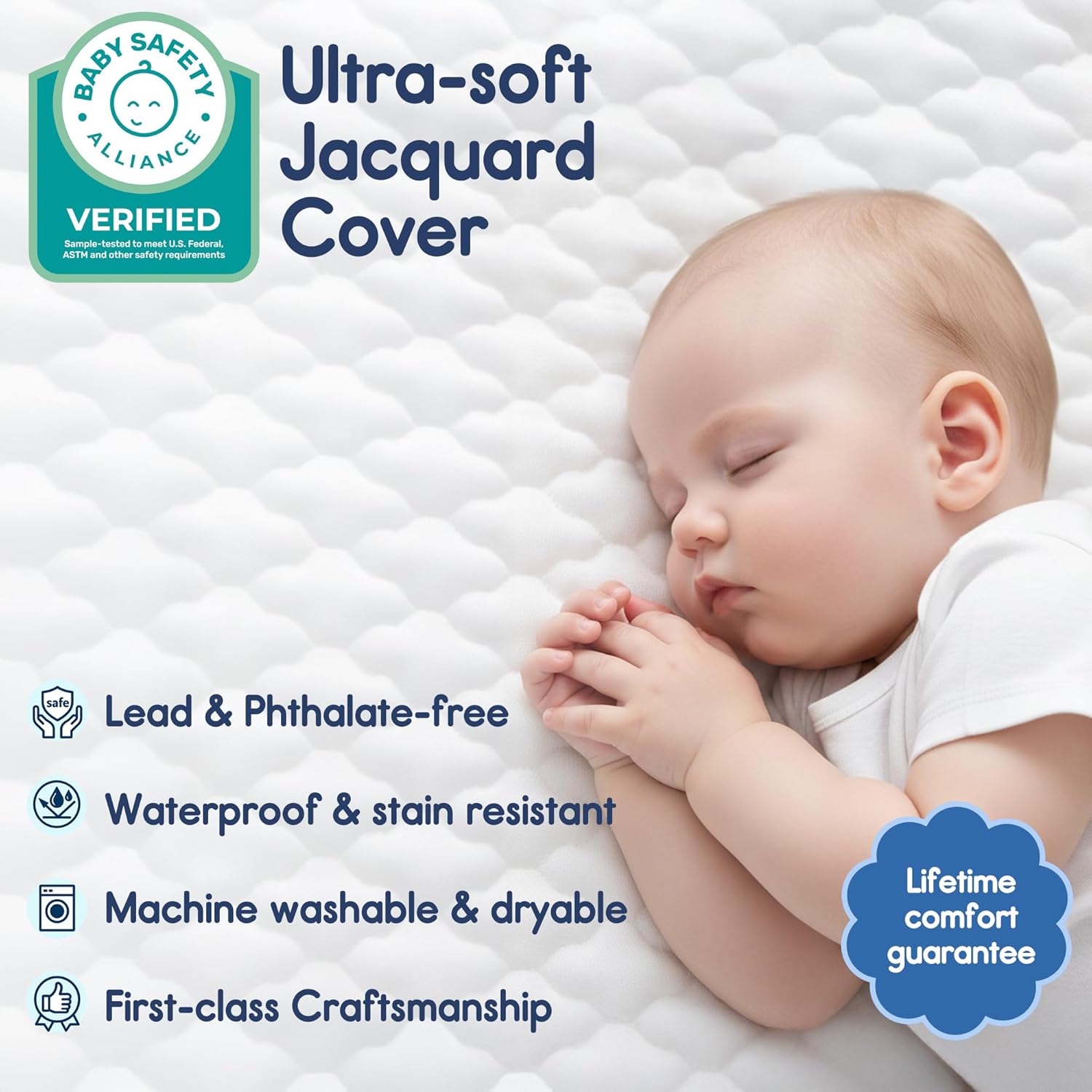 Pro Goleem Pack and Play Mattress - Waterproof Firm Playard Mattress Pad with Carry Bag | 38"x26" Size