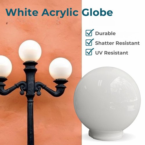 Beam Lighting 6-inch White Acrylic Replacement Globe - Cover for Ceiling, Wall Fixtures, Lamp Posts, or Streetlights