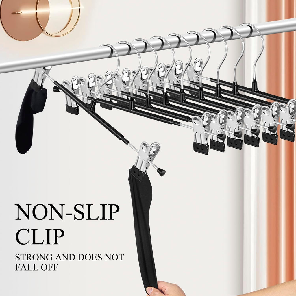 Skiennix 20 Pack Heavy-Duty Pants Hangers - Non-Slip Clips for Jeans & Skirts | Space-Saving Design