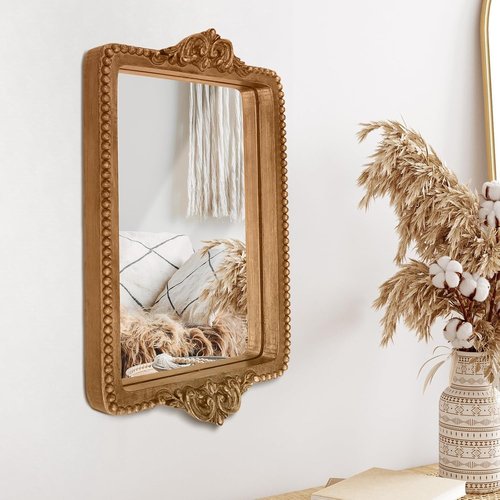 Hanna Roberts Vintage Gold Tray - Elegant Mirror Glass Base | Stylish Card Holder & Organizer (Gold)
