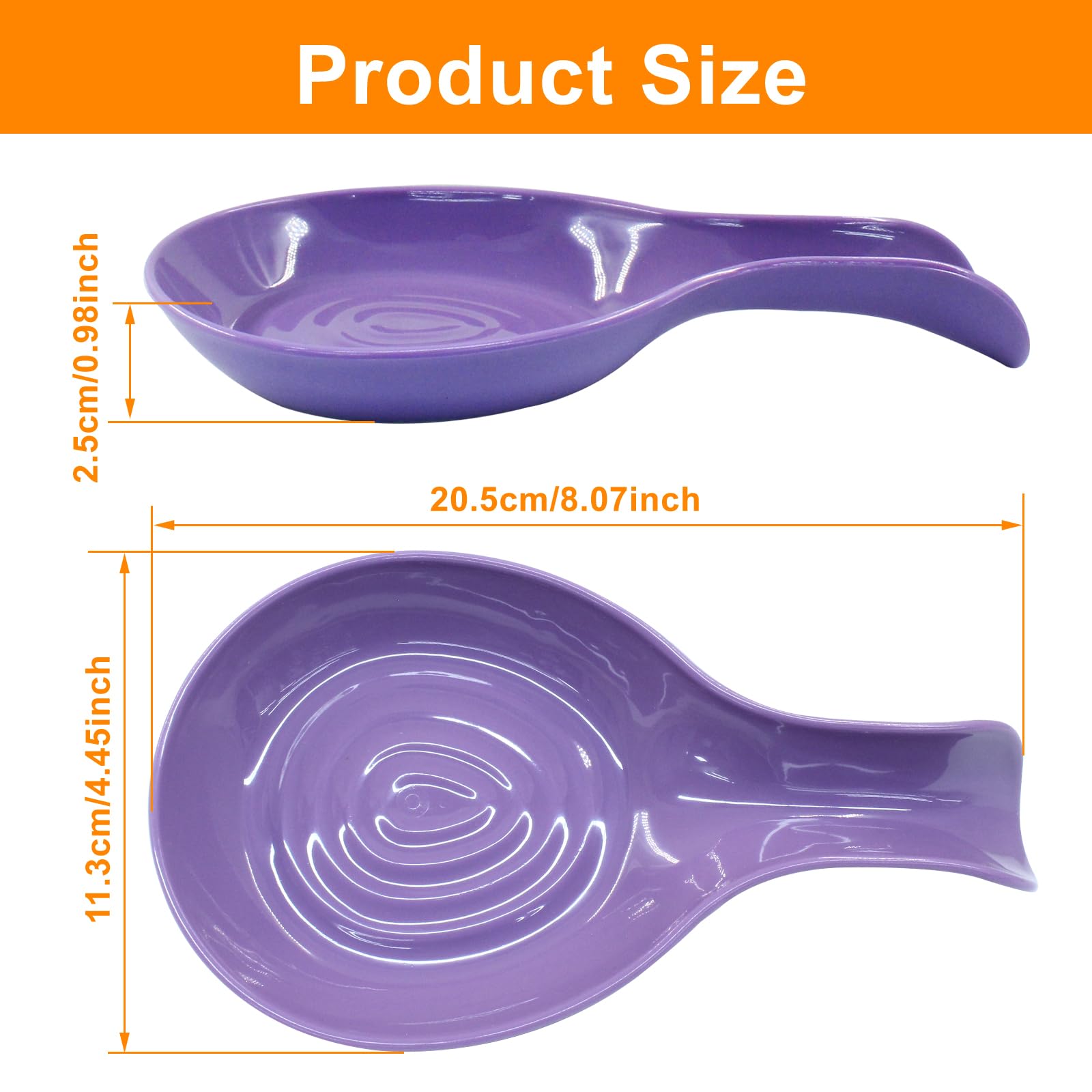 PHITUODA 2 Pack Purple Spoon Rest Plastic Cooking Spoon Holder Kitchen Utensil Holder for Kitchen Counter, Dishwasher Safe