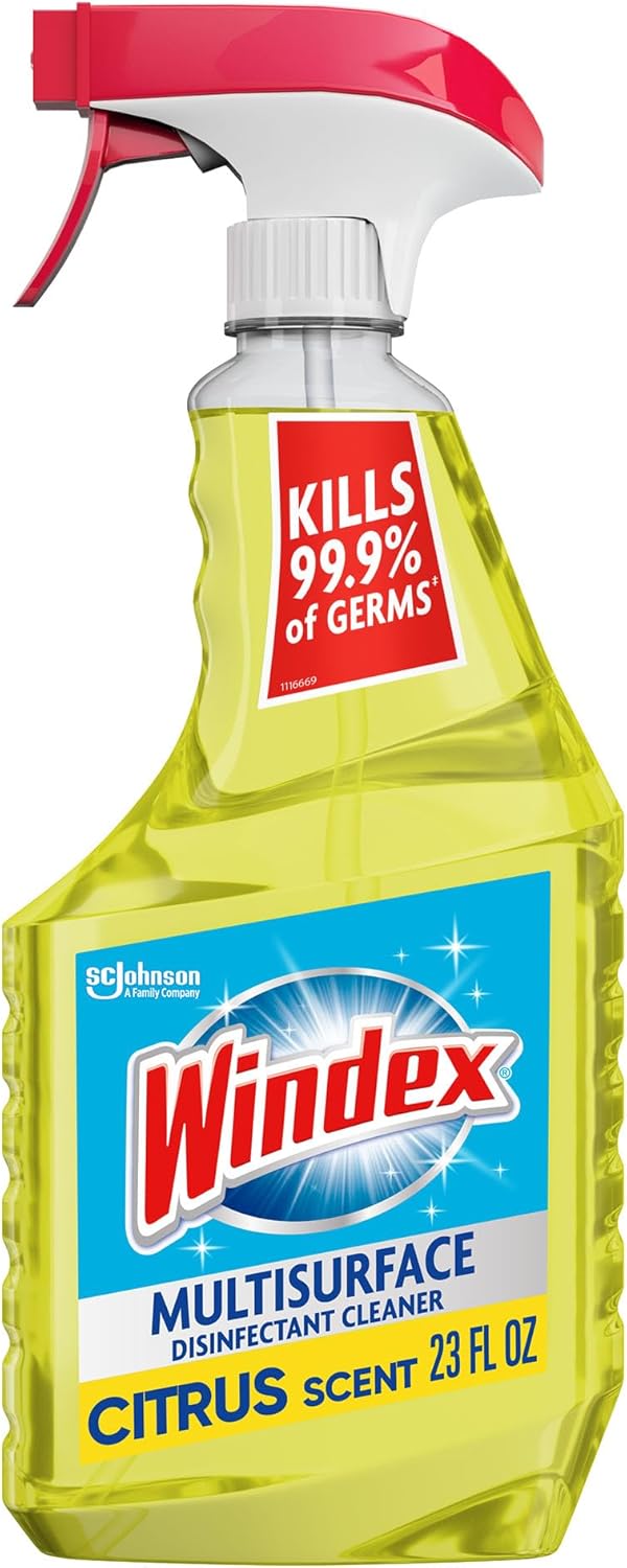 Windex Multipurpose Cleaner Spray - Citrus Fresh Disinfectant for Safe Surface Cleaning | 23 Fl Oz