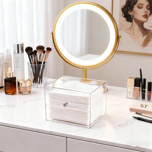 Disposable Face Towel Holder, Acrylic Facial Towel Container Box with Lid Cleanskin Club Face Towels Dispenser Case Clear Facial Towels for Bathroom Vanity