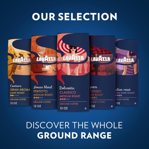 Lavazza Costiera Gran Aroma Ground Coffee - Light Roast, Smooth 100% Arabica, 12oz Bag