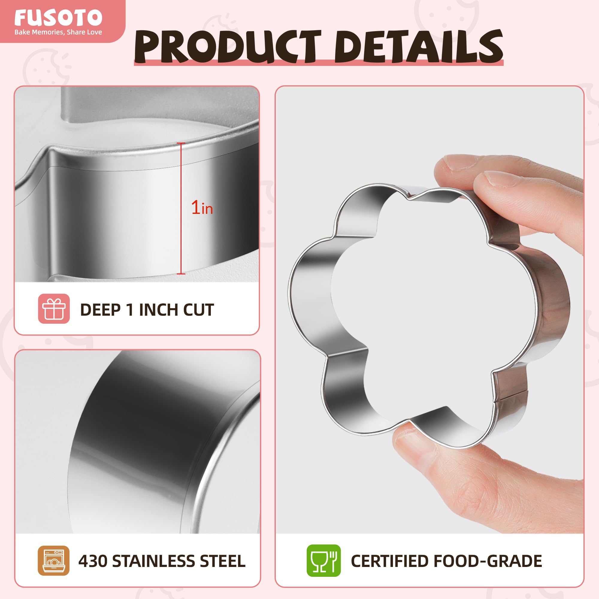 FUSOTO 8PCS Dog Paw Bone Cookie Cutter Set, Stainless Steel Baking Supplies for Homemade Cookies, Dog Paw Bone Cookie Cutters Shapes Biscuit Molds for Treat