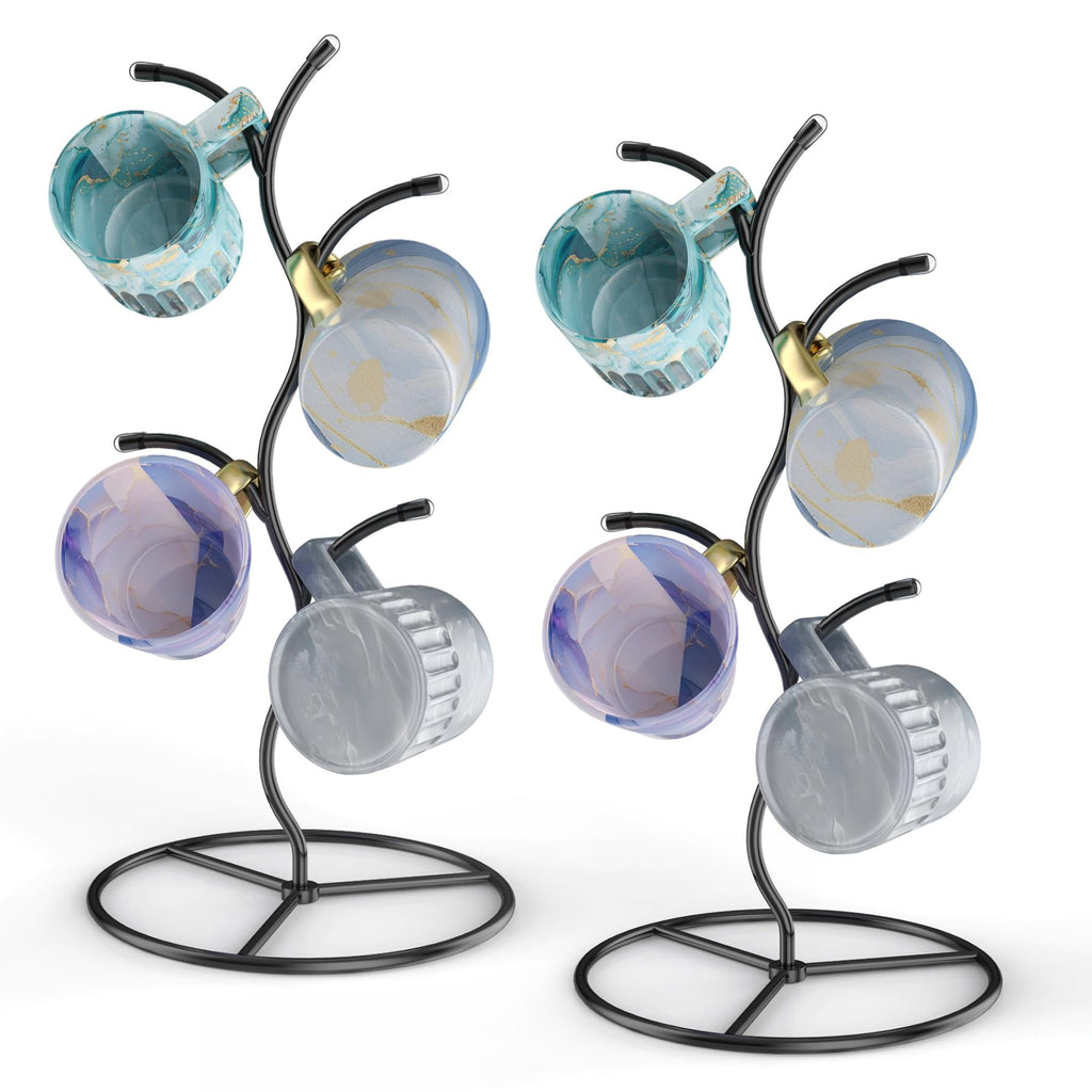 Beesini 2 Pack Mug Holder, Metal Coffee Mug Holders Tree, Decorative Mug Rack, Mug Cup Tree for Kitchen Decor Organizer, Black