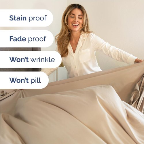 King Size 4 Piece Sheet Set - Luxury Cooling Bed Sheets for All Ages - Soft, Wrinkle-Free, Deep Pockets - Oeko-Tex Certified - Cream