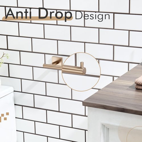 KOKOSIRI Toilet Paper Holder Champagne Bronze Toilet Roll Holder Hold Mega Rolls Kitchen Bathroom Tissue Paper Dispenser Stainless Steel, B2005CPG