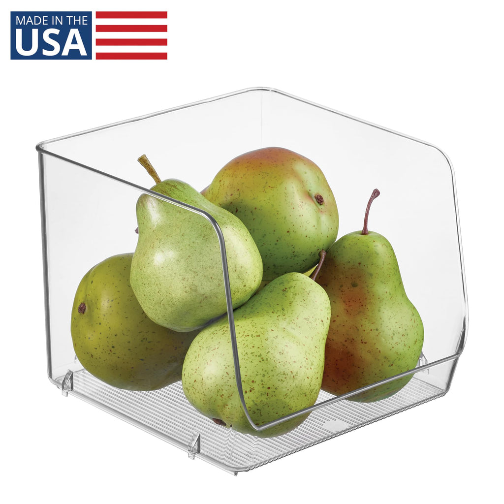 iDesign Open-Front Storage Bin - All-Purpose Bin for Kitchen, Bathroom, or Office - Clear - Made in USA