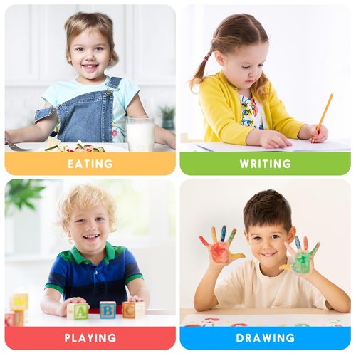 JIAOQIU Kids Table & Chair Set with Adjustable Toddler-Safe Non-Slip Legs, Activity & Graffiti-Proof Desktop Ages 3-12