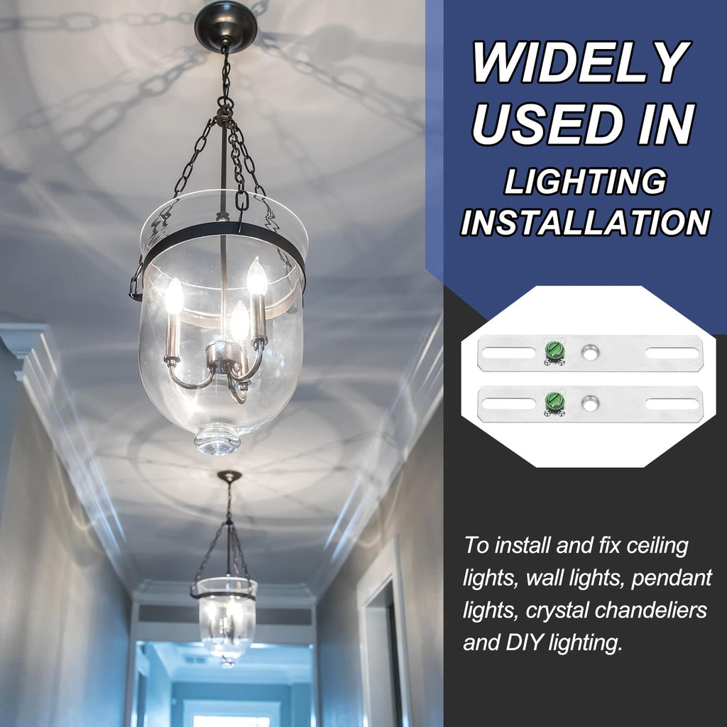 PATIKIL 4" Light Crossbar Kit, 4 Set Universal Light Fixture Mounting Bracket 1/4"-20 Tap Center Hole Ceiling Light Plate Canopy Hardware Set for Chandelier Wall Light, with Screw Pack