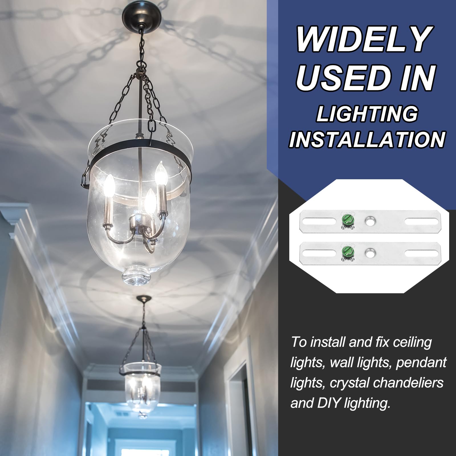 PATIKIL 4" Light Crossbar Kit, 4 Set Universal Light Fixture Mounting Bracket 1/4"-20 Tap Center Hole Ceiling Light Plate Canopy Hardware Set for Chandelier Wall Light, with Screw Pack