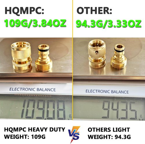 HQMPC Garden Hose Quick Connect - Solid Brass Fittings for Easy Hose Disconnect | 3/4 Inch GHT (2 Sets)