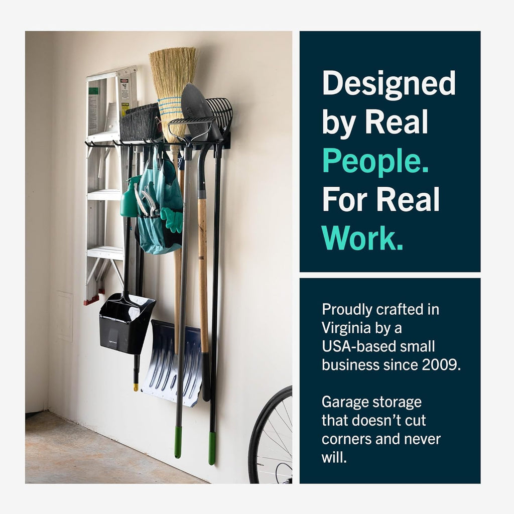 StoreYourBoard 72" Garage Tool Organizer Wall Mount - Heavy Duty Garden Tool Storage Rack with 8 PVC Coated Hooks | 500lbs Capacity