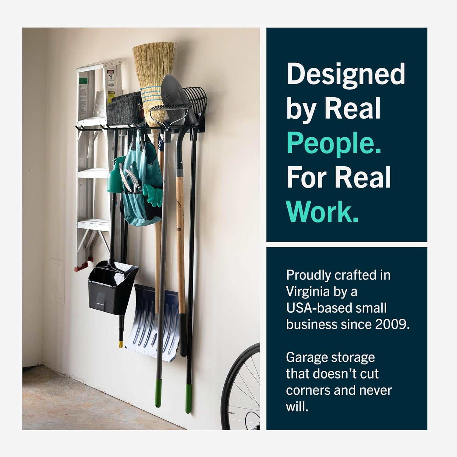 StoreYourBoard 72" Garage Tool Organizer Wall Mount - Heavy Duty Garden Tool Storage Rack with 8 PVC Coated Hooks | 500lbs Capacity